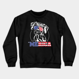 Proud Rhodesian Ridgeback American Flag Merica dog Crewneck Sweatshirt